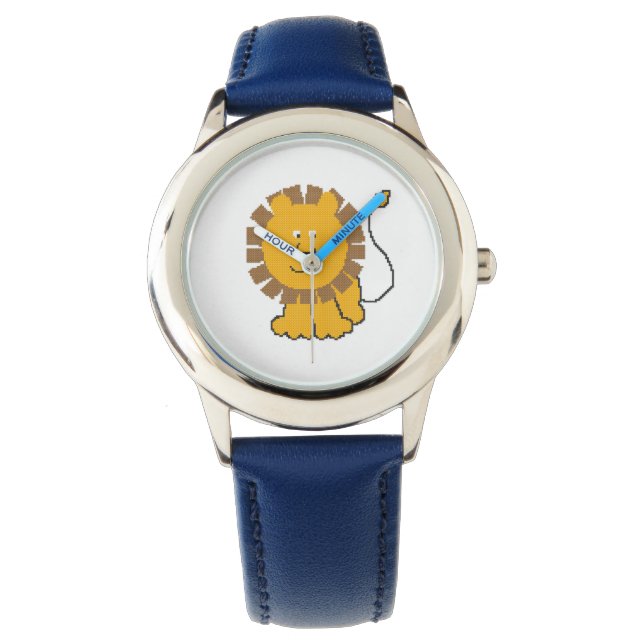 Funny cross-stitch cartoon Lion Watch (Front)