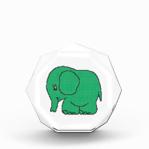 Funny cross-stitch green elephant award