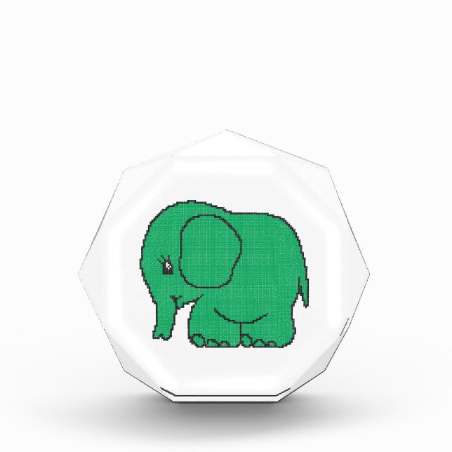 Funny cross-stitch green elephant award (Front)