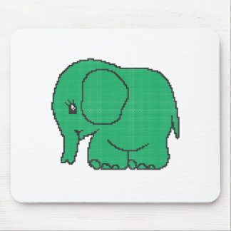 Funny cross-stitch green elephant mouse pad