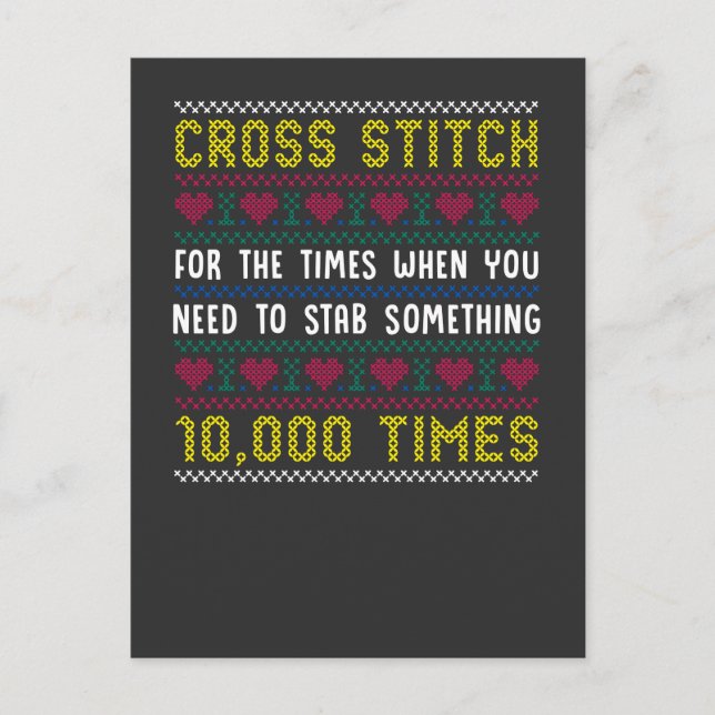 Funny Cross Stitch Humor Crafty Needlepoint Mom Postcard (Front)