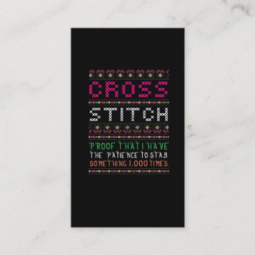 Funny Cross Stitch Needlepoint Sewing Needle Art Business Card