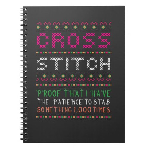 Funny Cross Stitch Needlepoint Sewing Needle Art Notebook