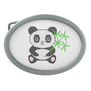 Funny cross-stitch panda belt buckle