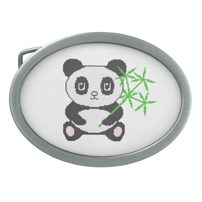 Funny cross-stitch panda belt buckle (Front)