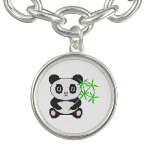 Funny cross-stitch panda charm bracelet
