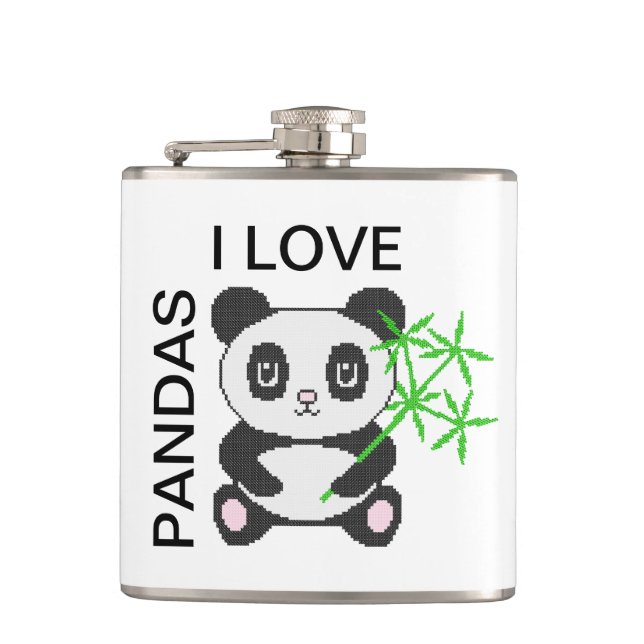Funny cross-stitch panda hip flask (Front)