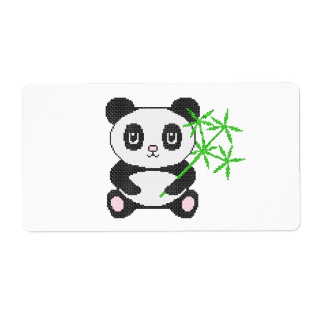 Funny cross-stitch panda label (Front)