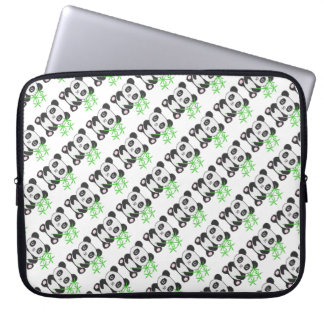 Funny cross-stitch panda laptop sleeve