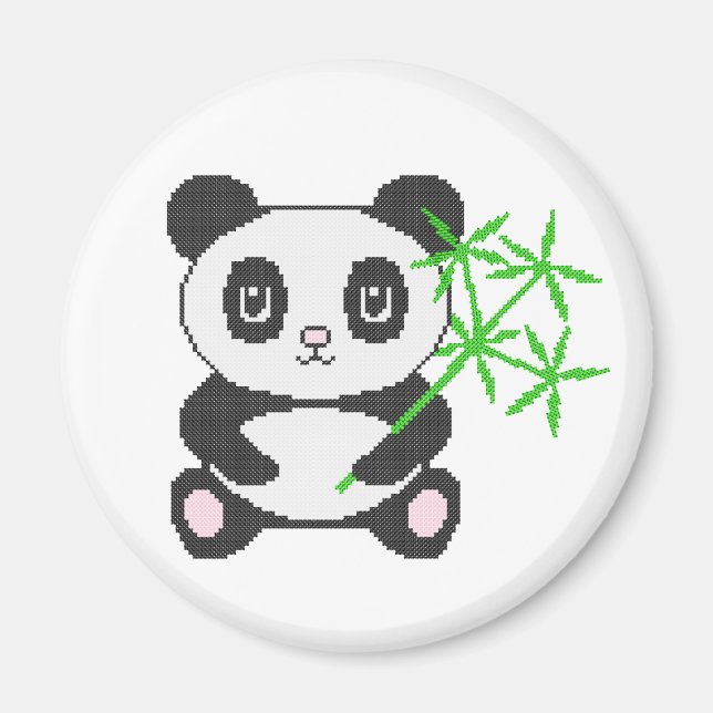 Funny cross-stitch panda magnet (Front)
