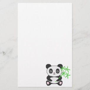 Funny cross-stitch panda stationery
