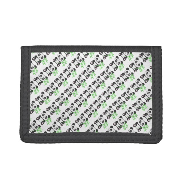 Funny cross-stitch panda tri-fold wallet (Front)