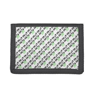 Funny cross-stitch panda trifold wallet