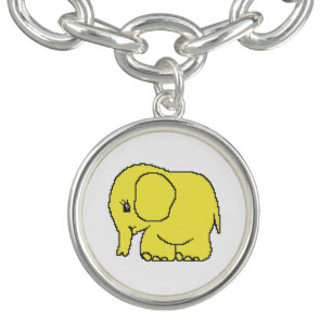 Funny cross-stitch yellow elephant bracelet