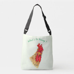 Funny Crossbody Bag Surprised Rooster Custom Text