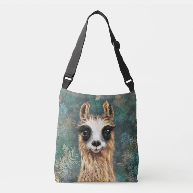 Funny Crossbody Bag with Curious Llama (Front)