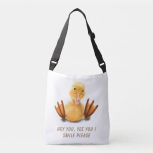Funny Crossbody Bag with Happy Yellow Duck - Smile