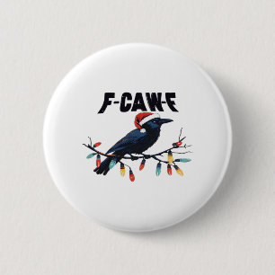 Funny Crow Christmas Classic Retro Design Button