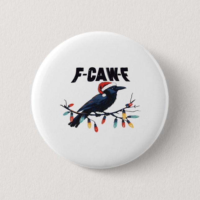 Funny Crow Christmas Classic Retro Design Button (Front)