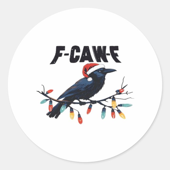 Funny Crow Christmas Classic Retro Design Classic Round Sticker (Front)