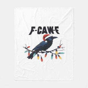 Funny Crow Christmas Classic Retro Design Fleece Blanket