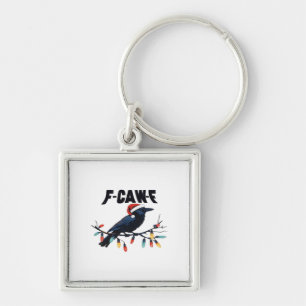 Funny Crow Christmas Classic Retro Design Keychain