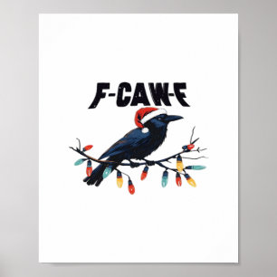 Funny Crow Christmas Classic Retro Design Poster