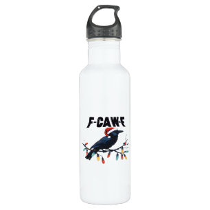Funny Crow Christmas Classic Retro Design Stainless Steel Water Bottle