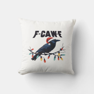 Funny Crow Christmas Classic Retro Design Throw Pillow