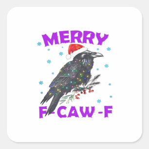 Funny Crow Christmas Classic Vintage Style Square Sticker