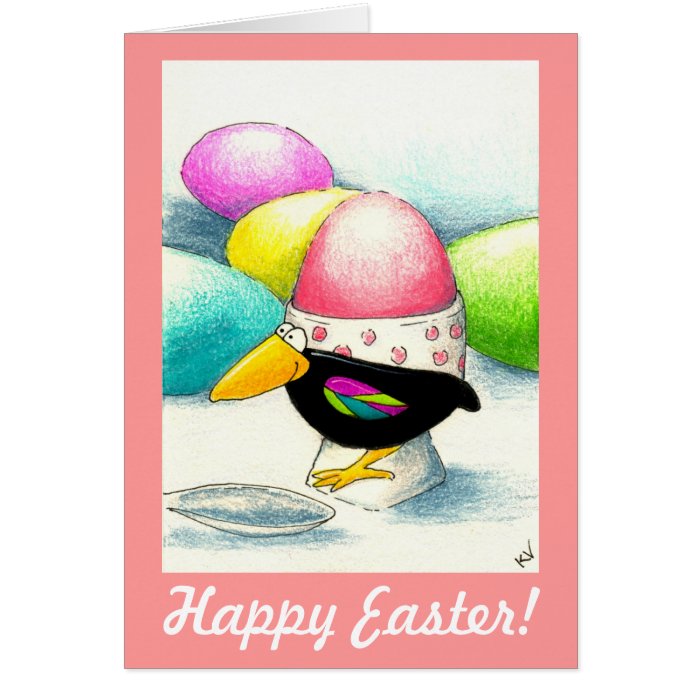 Funny crow Easter egg Cards