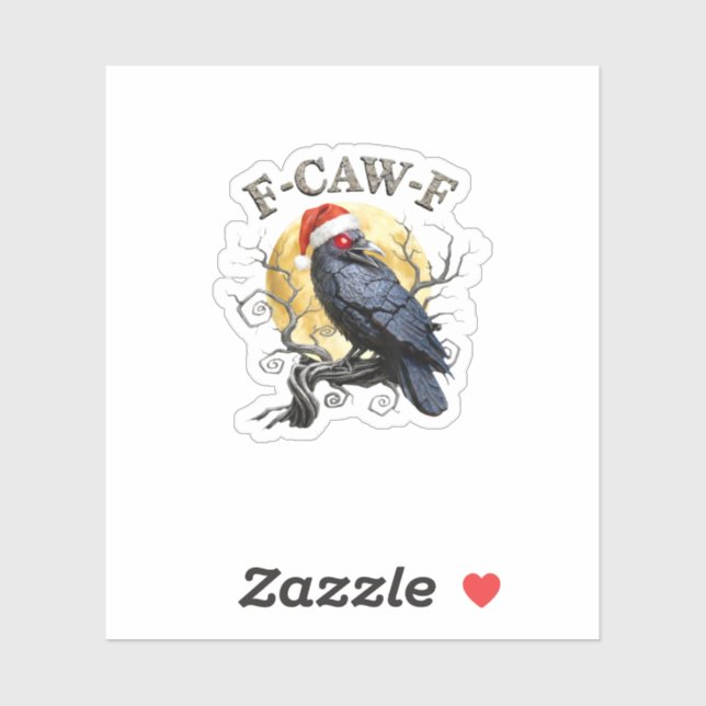 Funny Crow F-Caw-F Bird Gothic Christmas Santa Hat Sticker (Sheet)