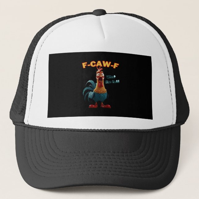 Funny Crow F-Caw-F Humor Gothic Trucker Hat (Front)