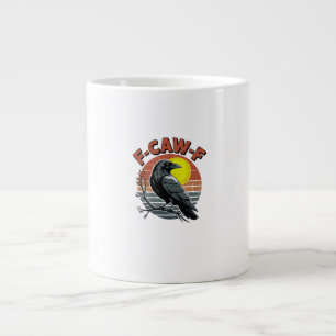 Funny Crow F-Caw-F Retro Sunset Adult Design Tri-B Giant Coffee Mug