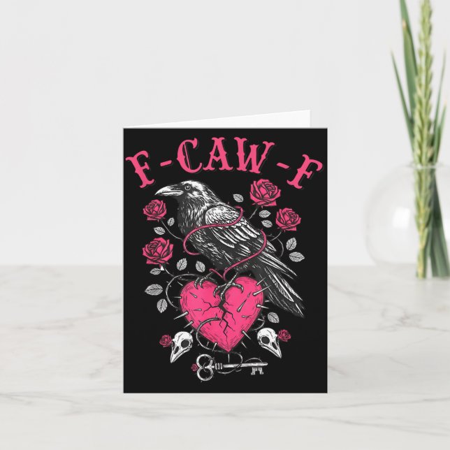 Funny Crow F-caw-f Valentines Day Black Bird Fcawf Card (Front)