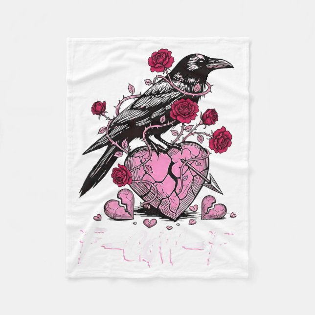 Funny Crow F-caw-f Valentines Day Black Bird Fcawf Fleece Blanket (Front)