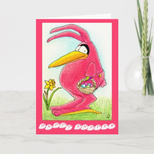 Funny Crow in Easter Bunny suit Holiday Card