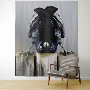 Funny Crow Wall Art – Upside-Down Bird Tapestry