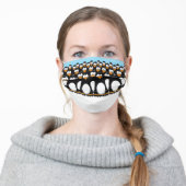 Funny Crowd of Cartoon Penguins in Snow Adult Cloth Face Mask (Worn)