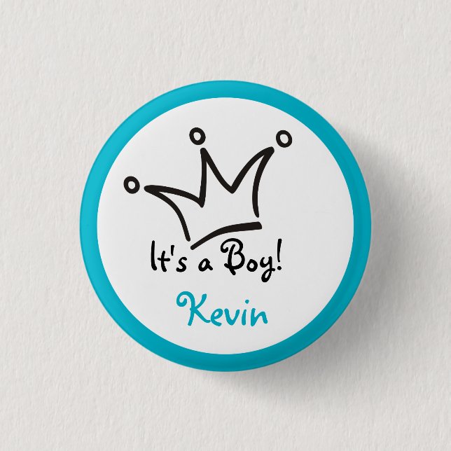 Funny Crown black + your backgr. & text Pinback Button (Front)