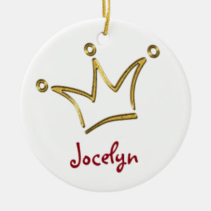 Funny Crown gold + your backgr. & text Ceramic Ornament