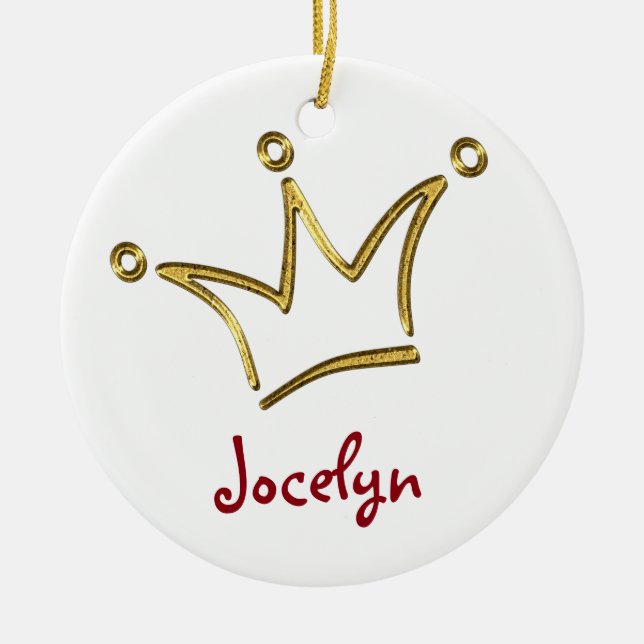 Funny Crown gold + your backgr. & text Ceramic Ornament (Front)