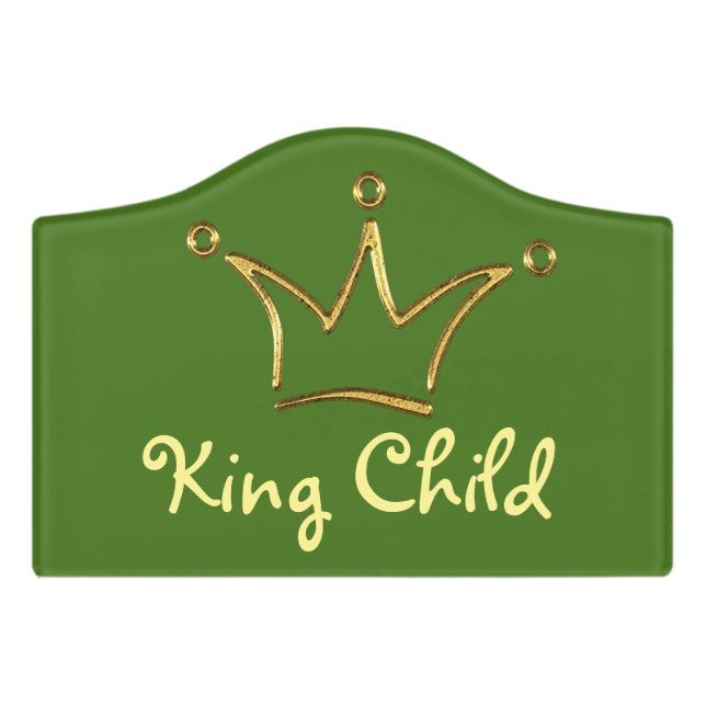 Funny Crown gold + your backgr. & text Door Sign (Small Crest Front)