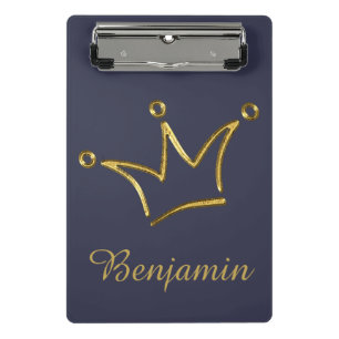 Funny Crown gold + your backgr. & text Mini Clipboard