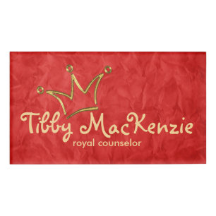 Funny Crown gold + your backgr. & text Name Tag
