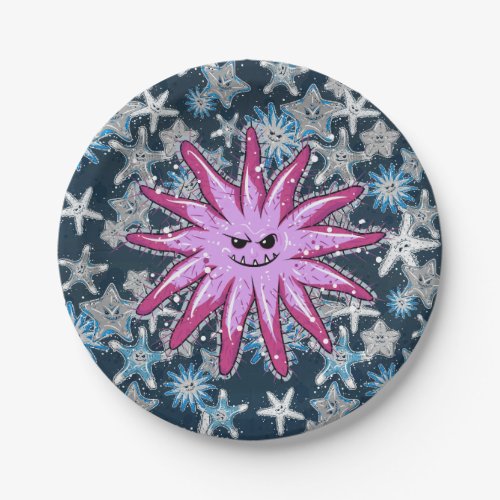 Funny Crown_of_Thorns Starfish with a smirk Paper Plates