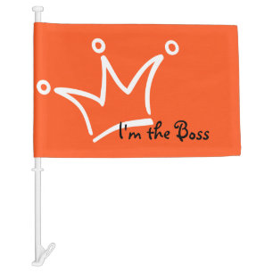 Funny Crown white + your backgr. & text Car Flag