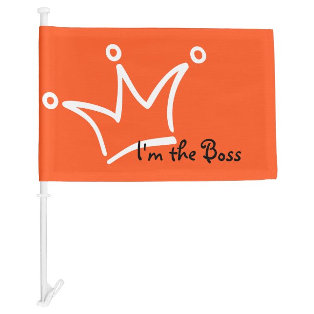 Funny Crown white + your backgr. & text Car Flag (Front)