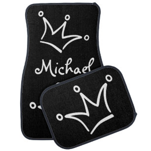 Funny Crown white + your backgr. & text Car Mat