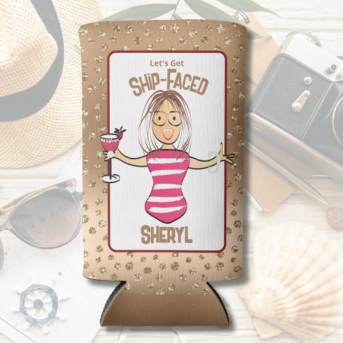 Funny Cruise Beach Girly Vacation For Her Drink Seltzer Can Cooler